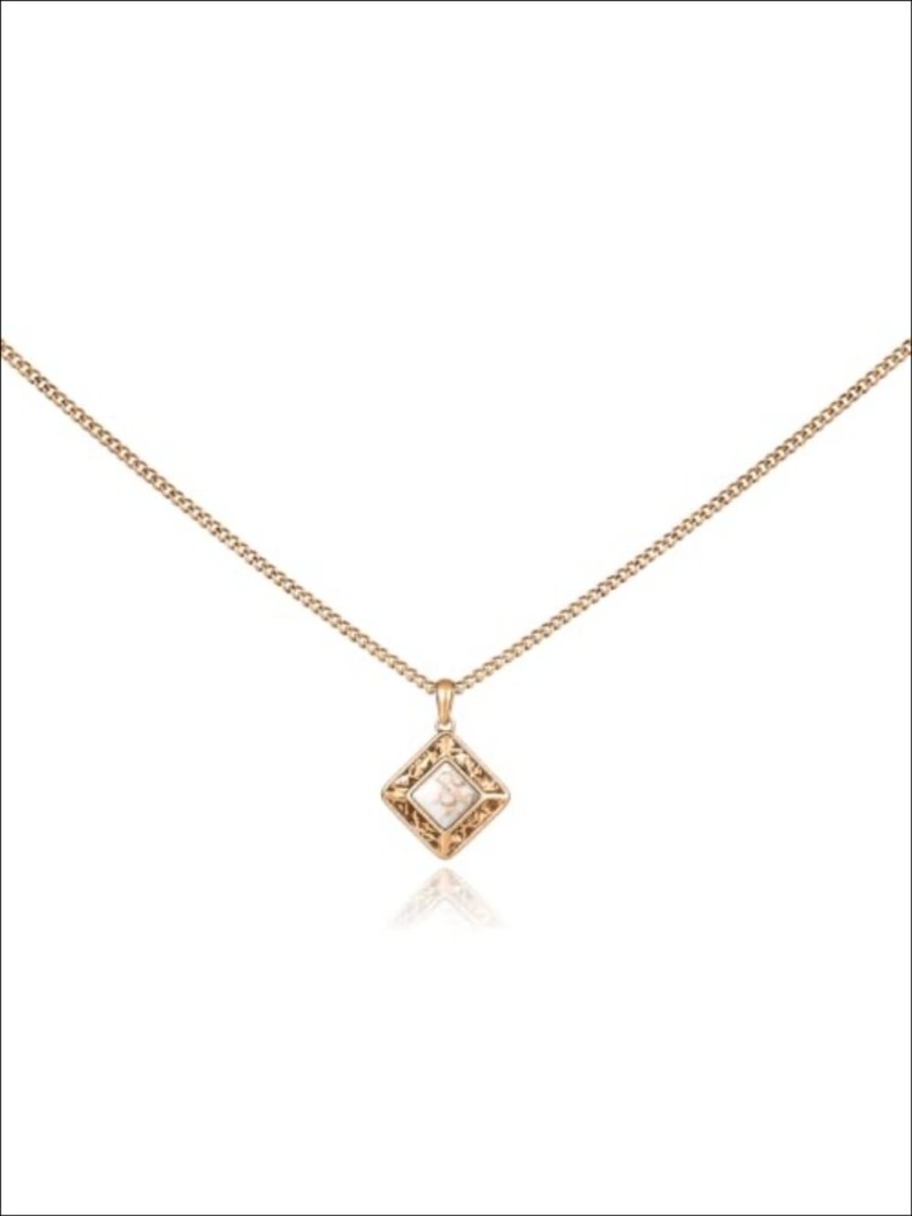 Turquoise Pendant Necklace 14K Gold Plated Western Bezel Set